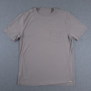 Vuori Linear Tech Tee Shirt Men's Large Gray Striped Pocket Performance V196